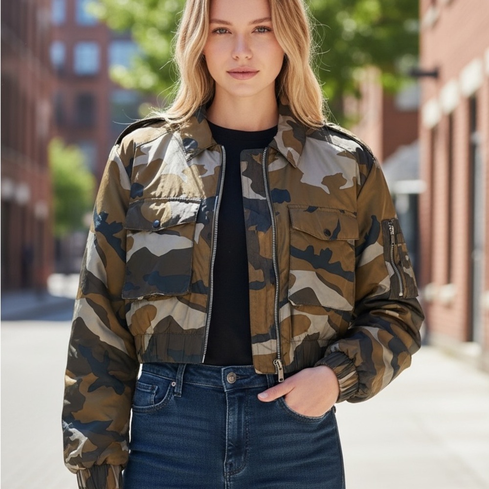 Zara Camouflage Bomber Jacket